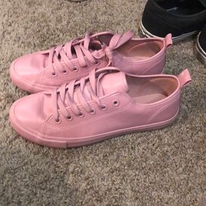 Pink athletic shoes